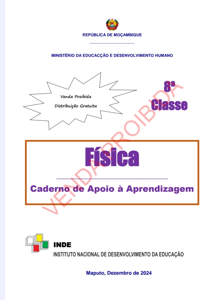 Capa do livro Caderno de Apoio de Física 8ª Classe (INDE)