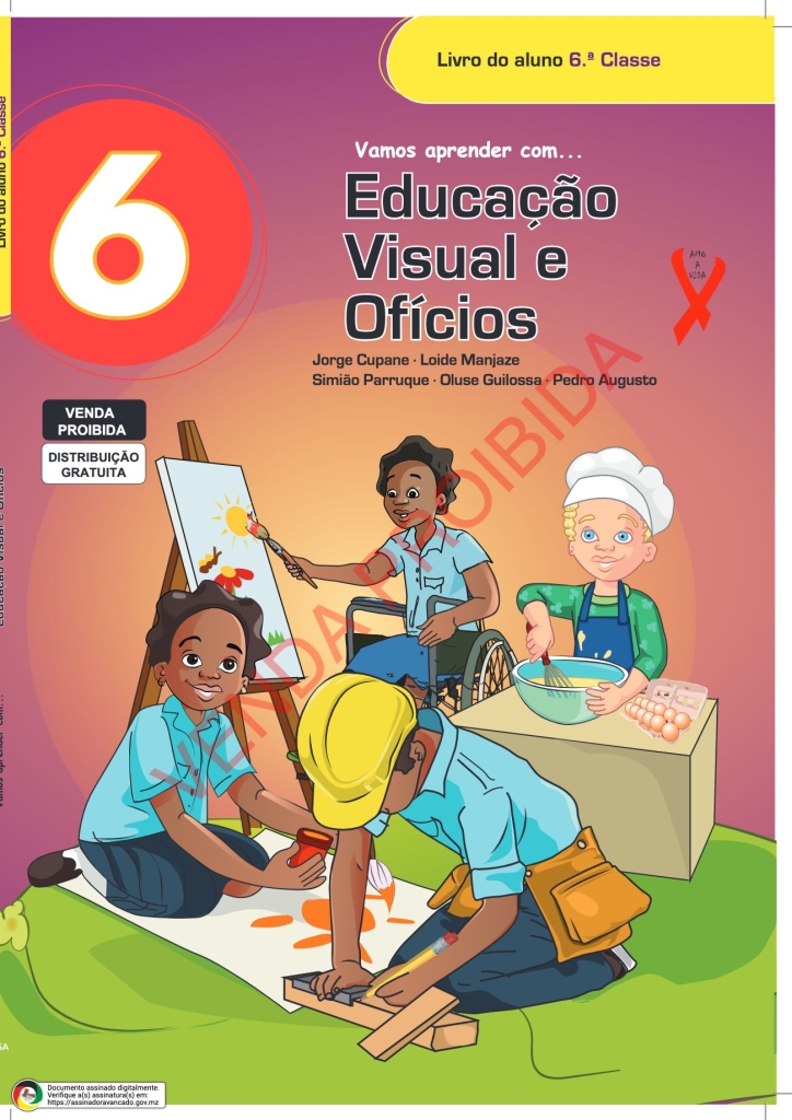 Capa do livro Educação Visual e Ofícios 6ª Classe
