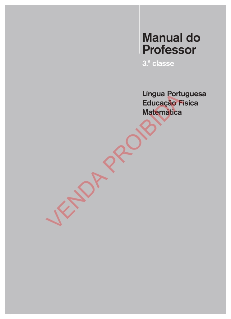 Capa do livro Manual do Professor 3ª Classe