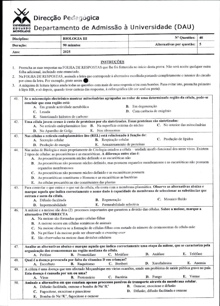 Biologia 3 UEM 2025 (Enunciado e Resolução)