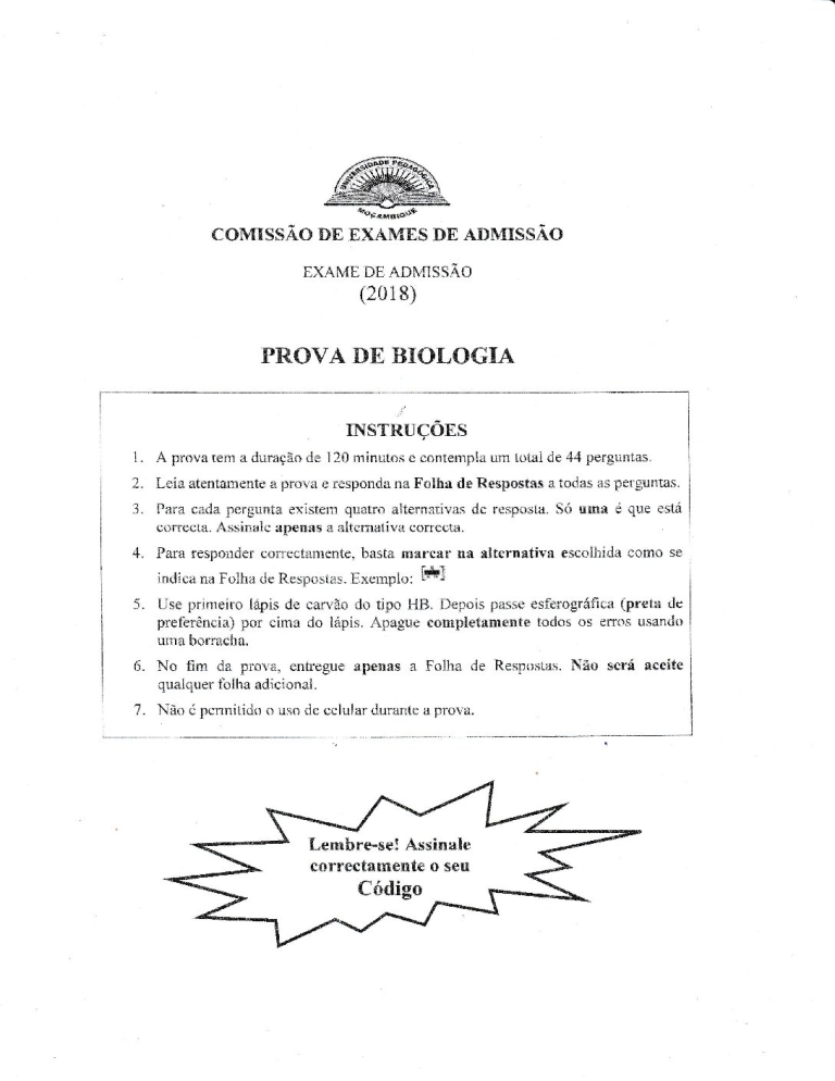Biologia UP 2018 (Enunciado)