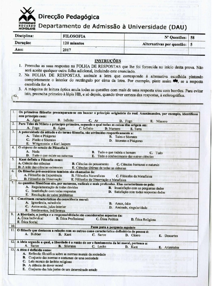 Filosofia UEM 2017 (Enunciado)