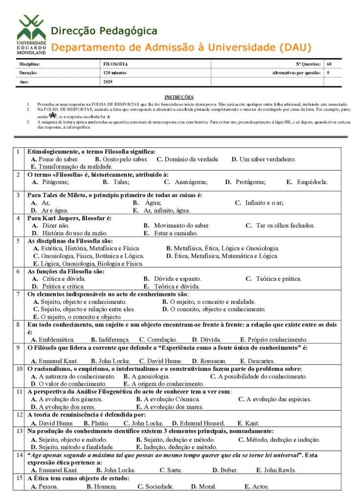Capa de Filosofia UEM 2019 (Enunciado)