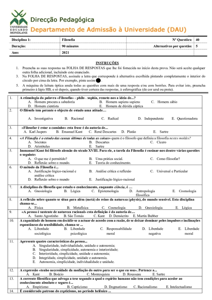 Capa de Filosofia UEM 2021 (Enunciado)