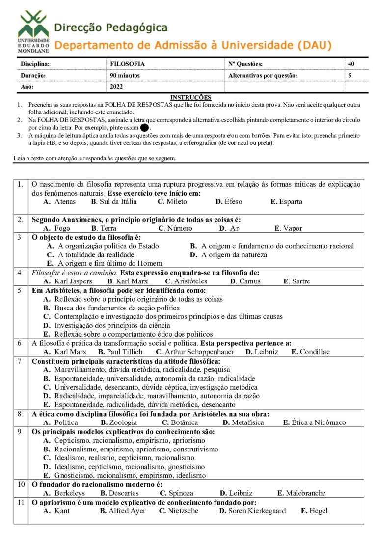 Filosofia UEM 2022 (Enunciado)