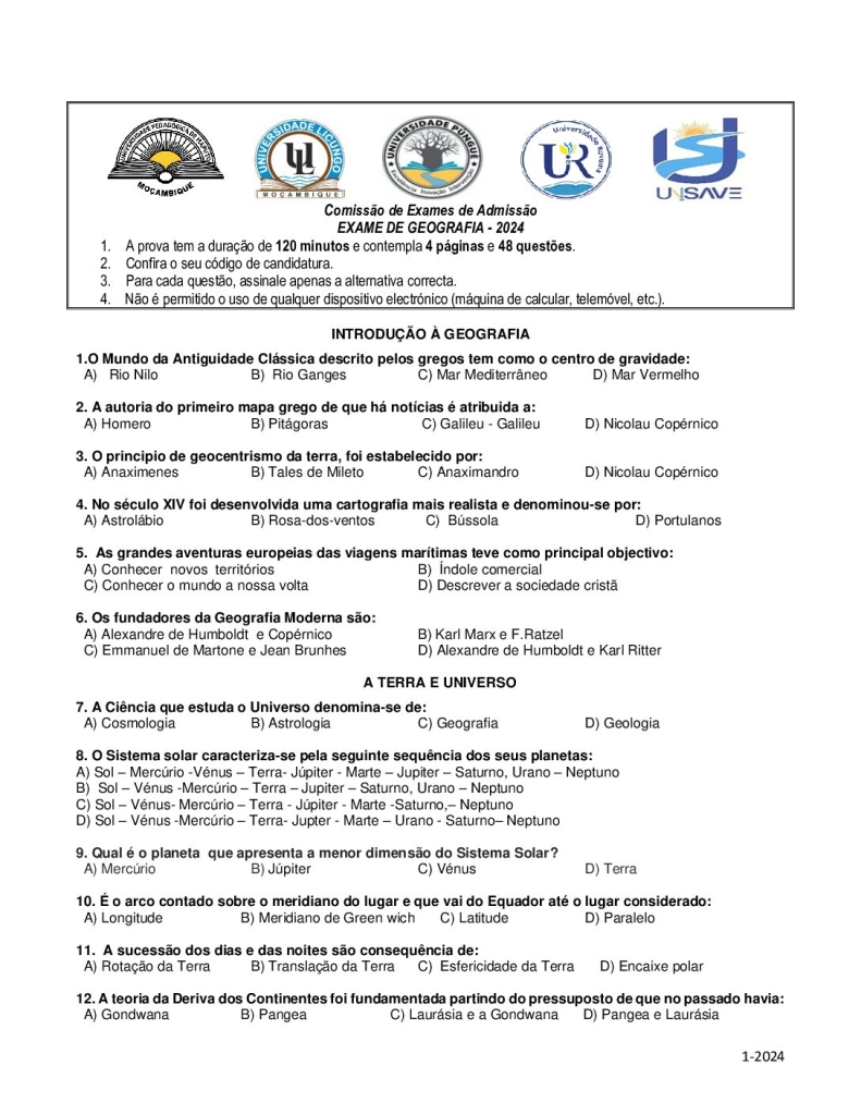 Capa de Geografia UP 2024 (Enunciado)