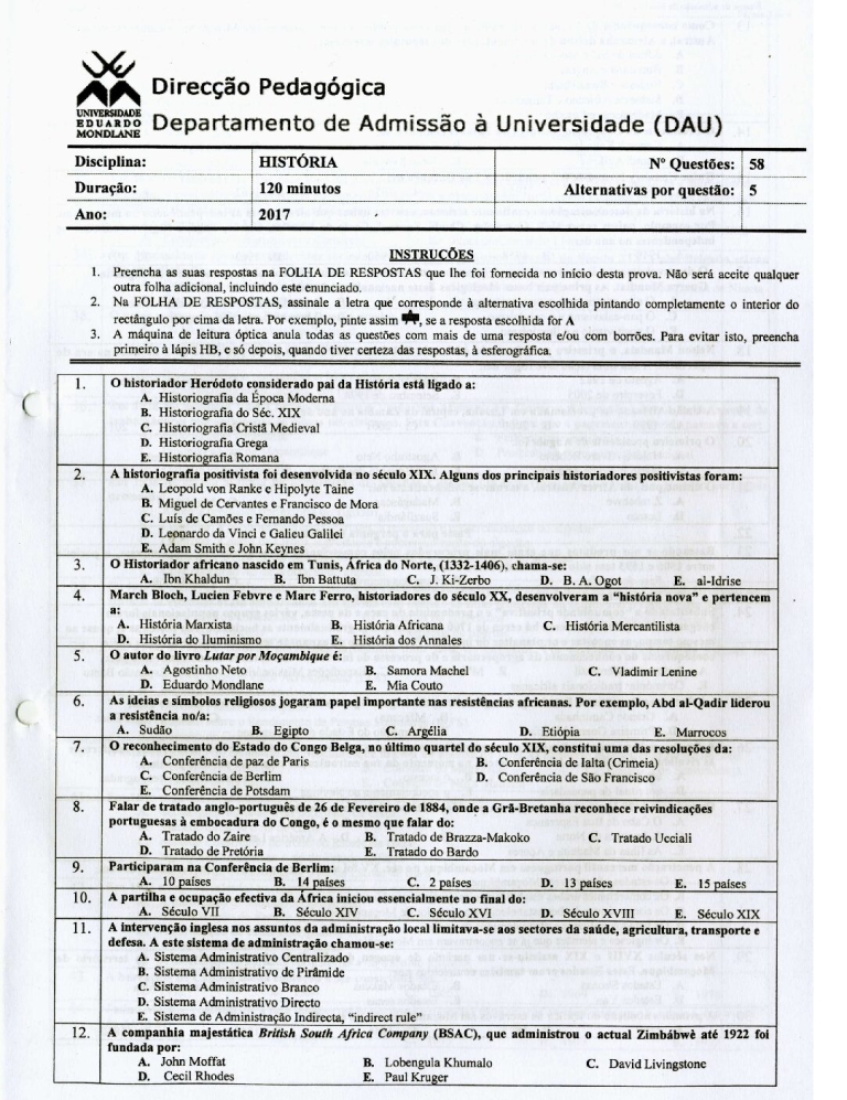 História UEM 2017 (Enunciado)