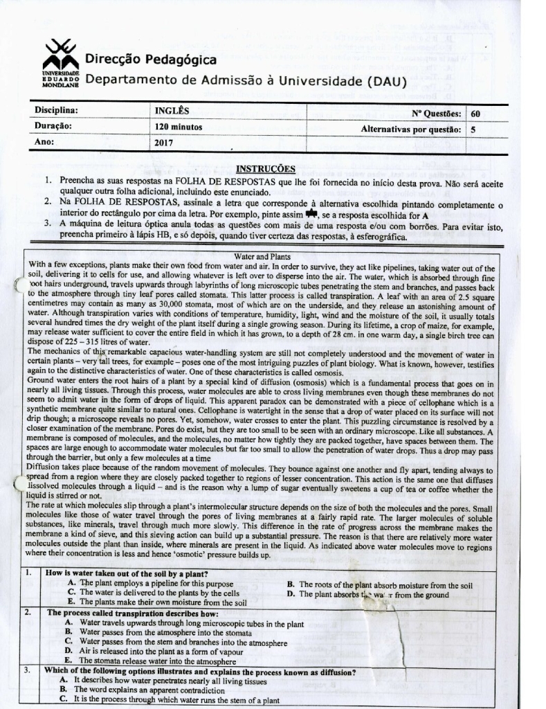 Capa de Inglês UEM 2017 (Enunciado)
