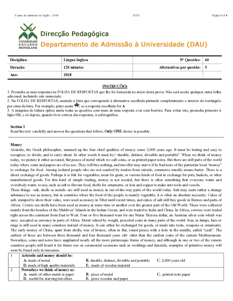 Inglês UEM 2018 (Enunciado)
