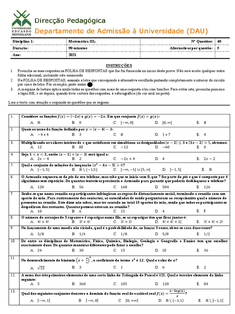 Matemática 3 UEM 2021 (Enunciado e Resolução)
