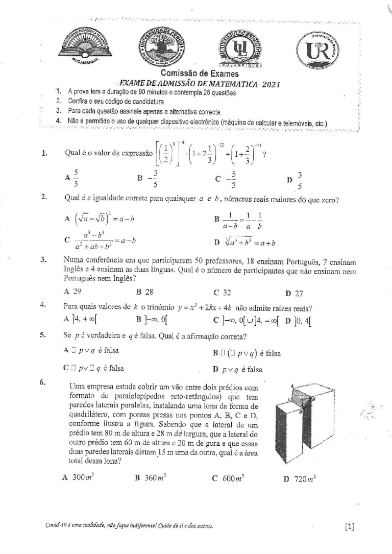 Matemática UP 2021 (Enunciado)