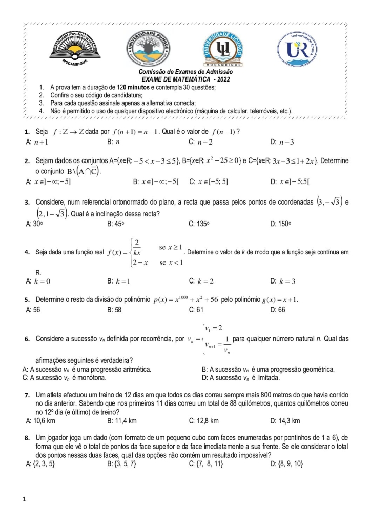 Capa de Matemática UP 2022 (Enunciado)
