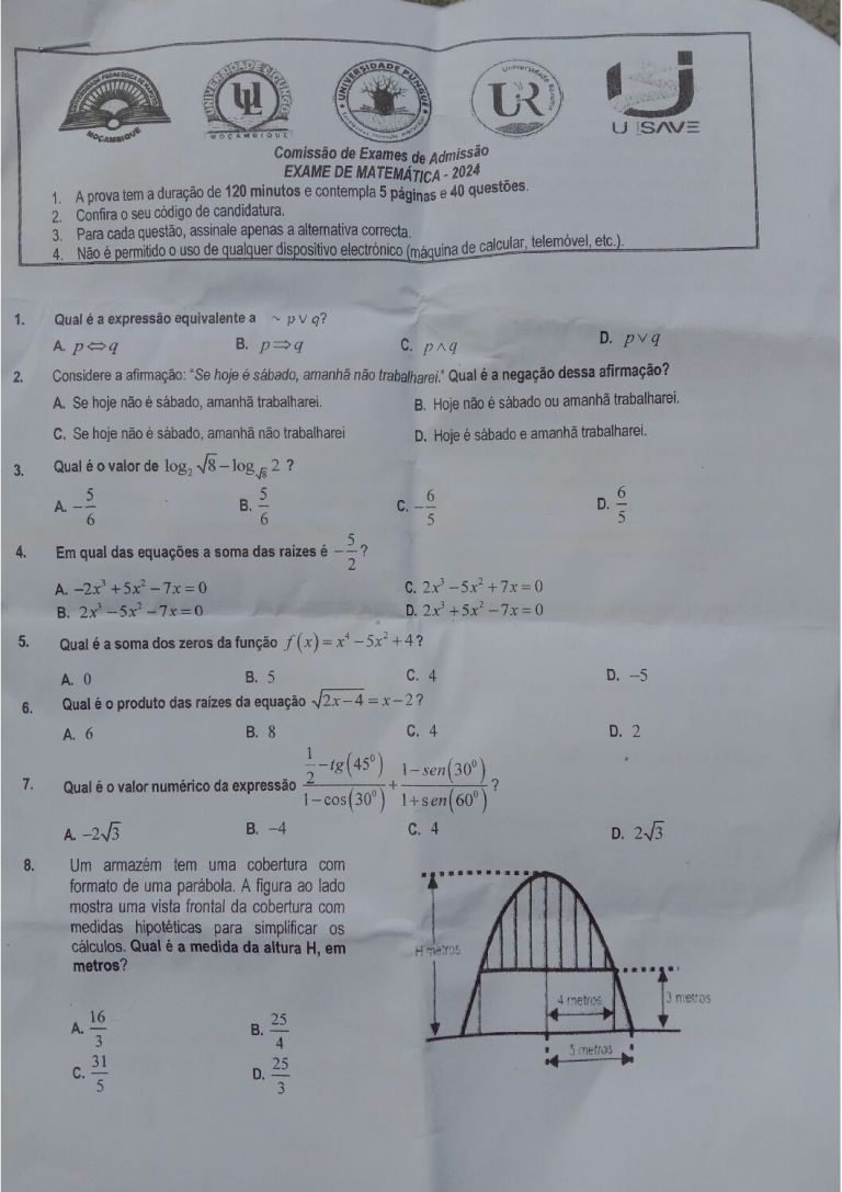 Matemática UP 2024 (Enunciado)