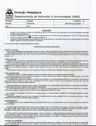 Português UEM 2017 (Enunciado)