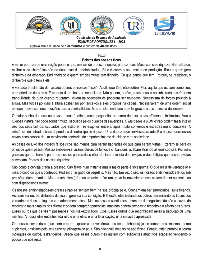 Português 1 UP 2023 (Enunciado)