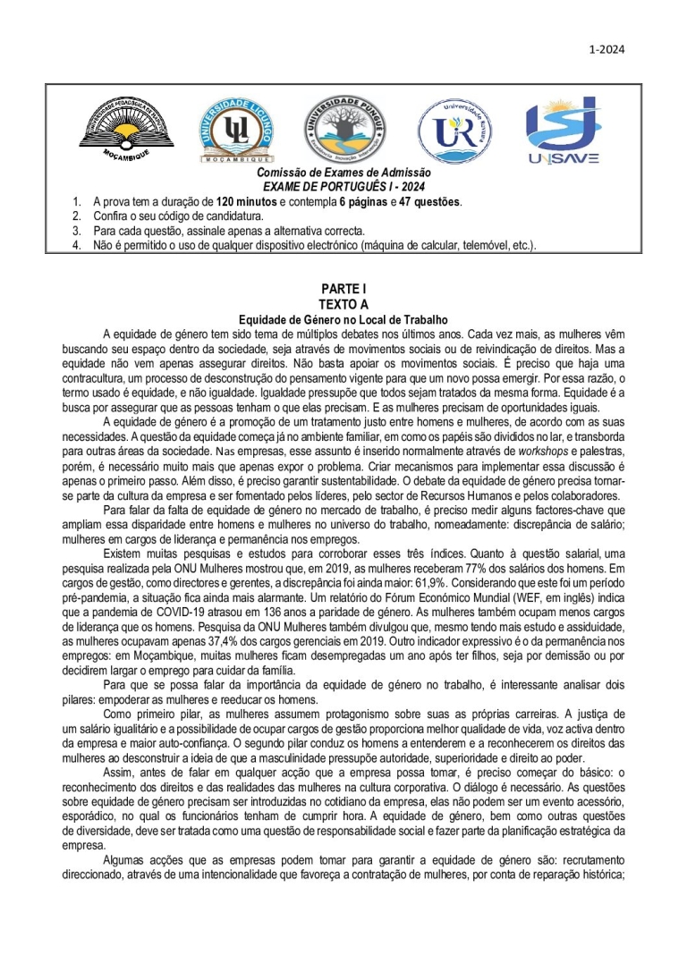 Português 1 UP 2024 (Enunciado)