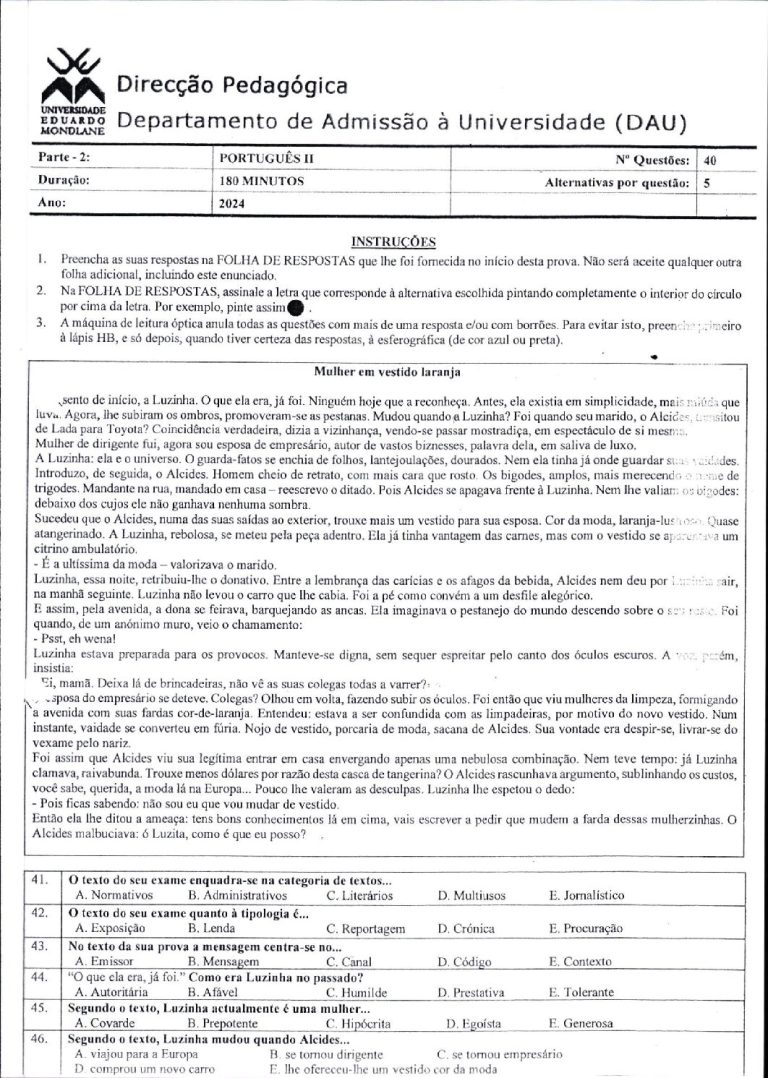 Português 2 UEM 2024 (Enunciado)