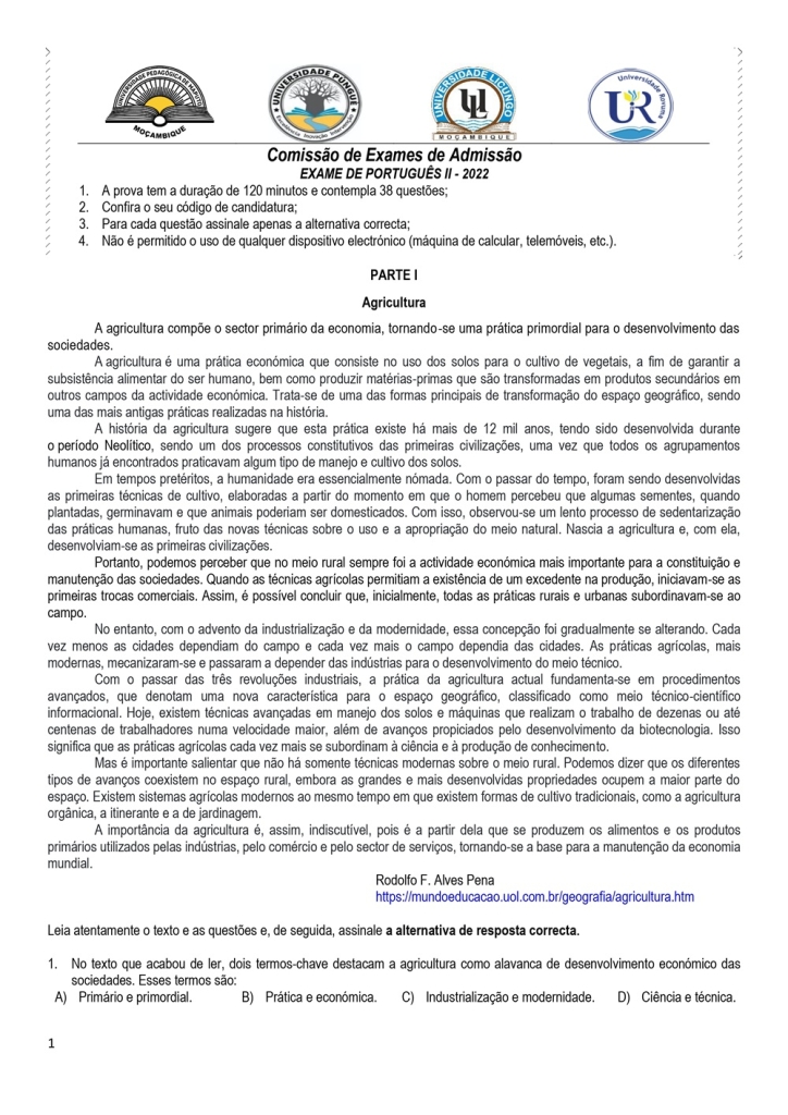 Capa de Português 2 UP 2022 (Enunciado)