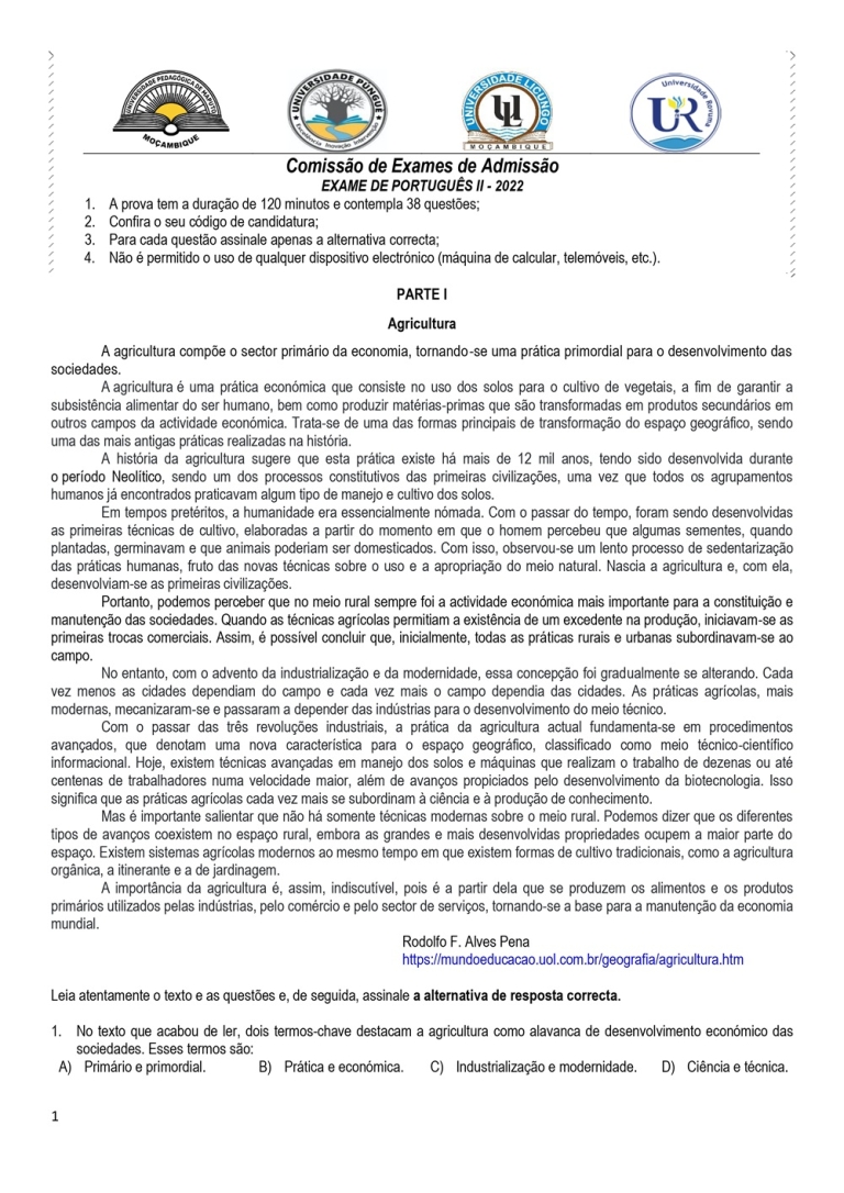Português 2 UP 2022 (Enunciado)
