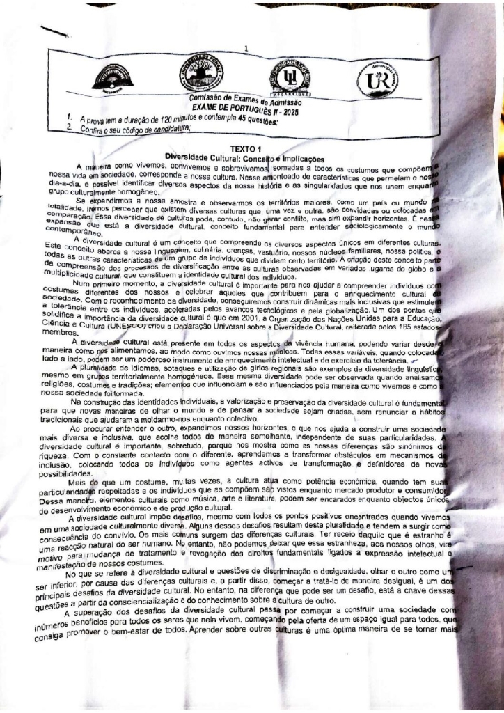 Capa de Português 2 UP 2025 (Enunciado)