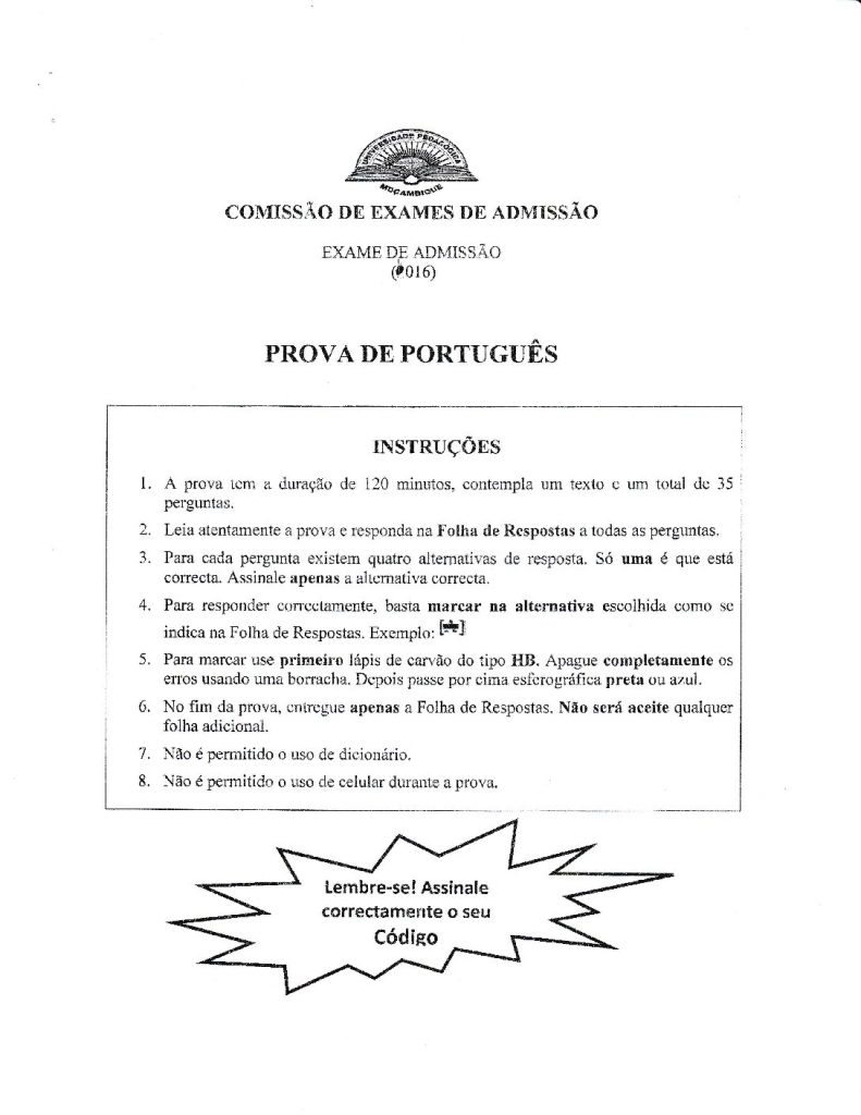 Capa de Português UP 2016 (Enunciado)