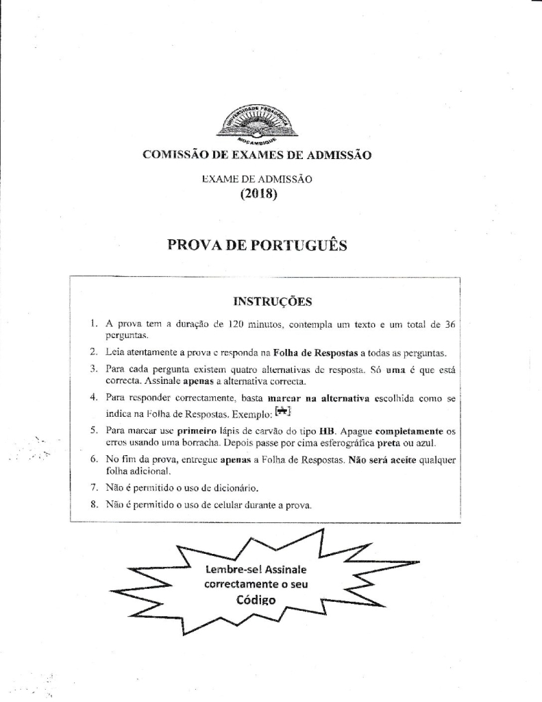 Capa de Português UP 2018 (Enunciado)