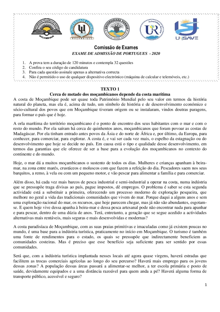 Capa de Português UP 2020 (Enunciado)