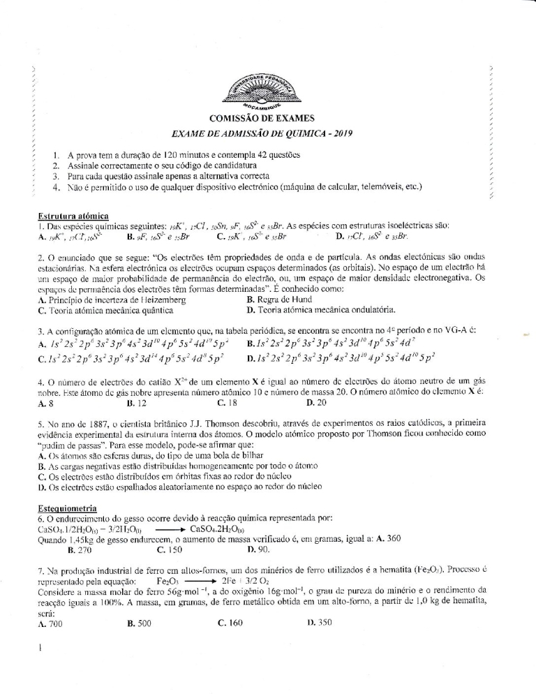 Química UP 2019 (Enunciado)