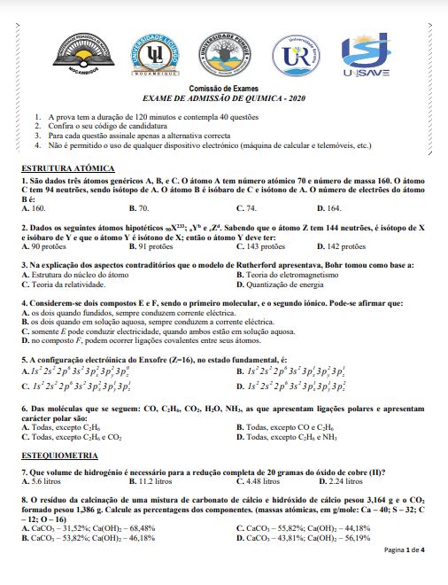 Química UP 2020 (Enunciado)
