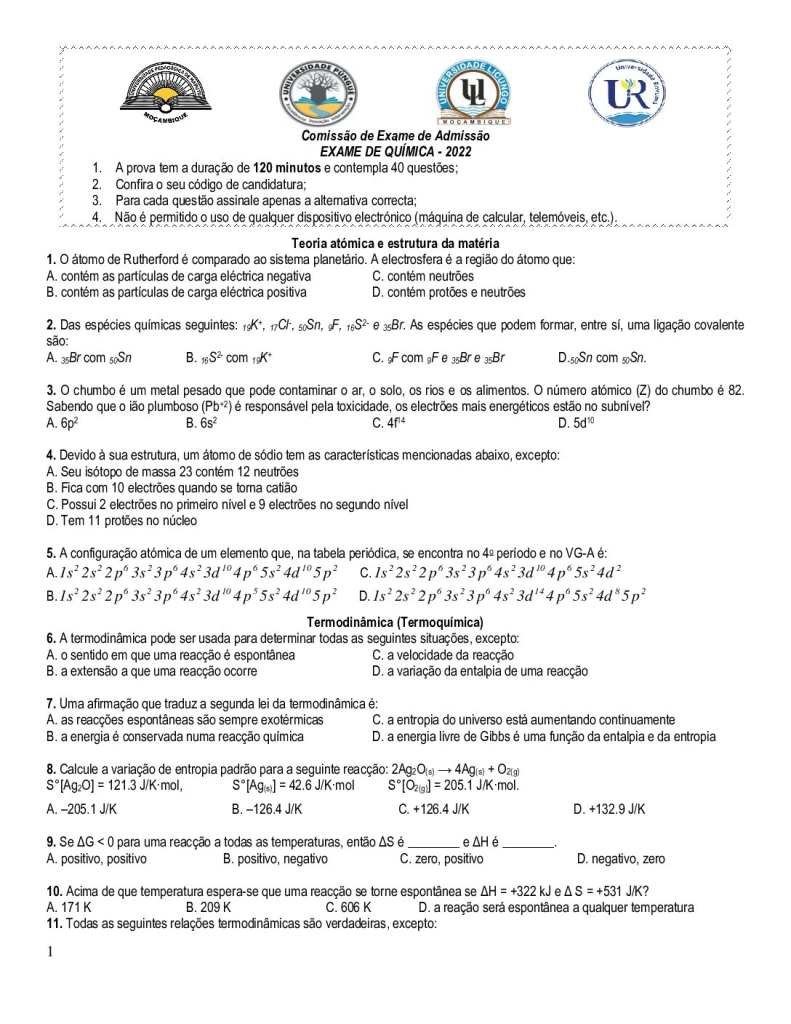 Capa de Química UP 2022 (Enunciado)