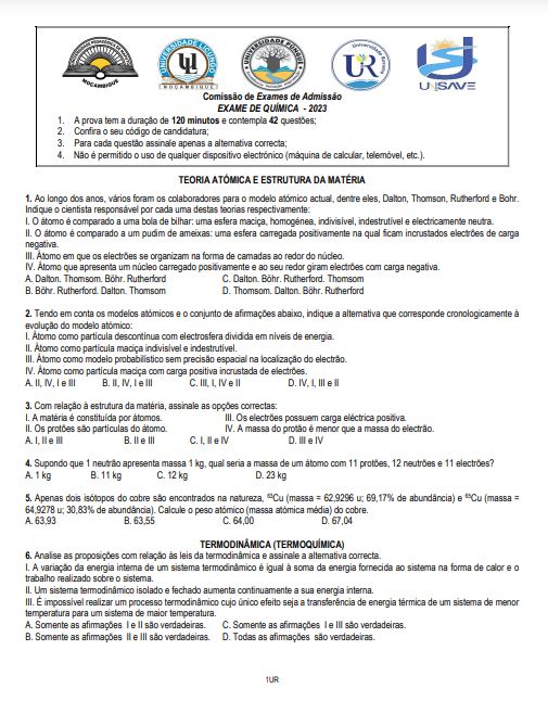 Química UP 2023 (Enunciado)