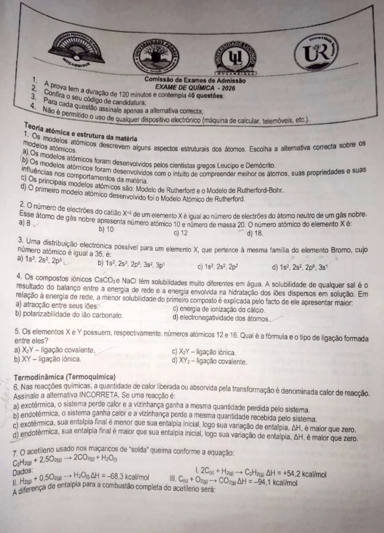 Química UP 2026 (Enunciado)
